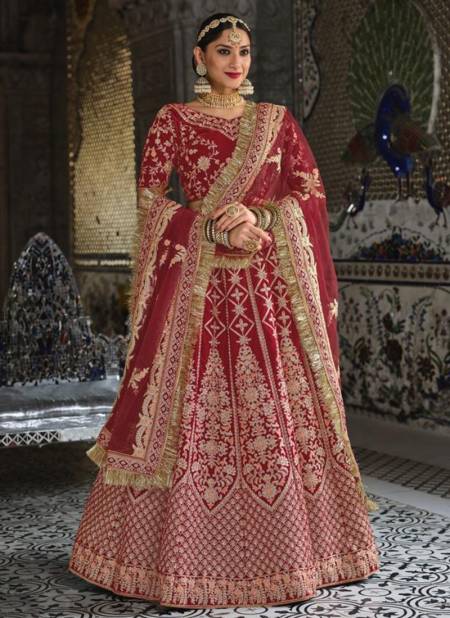 Red Colour BARAAT BRIDAL HERITAGE VOL 35 New Latest Designer Velvet Wedding Wear Lehenga Choli Collection 2047